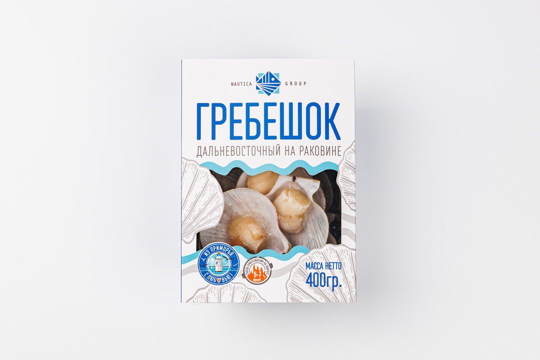 

Гребешок морской Nautica Group на раковине свежемороженый 400 г