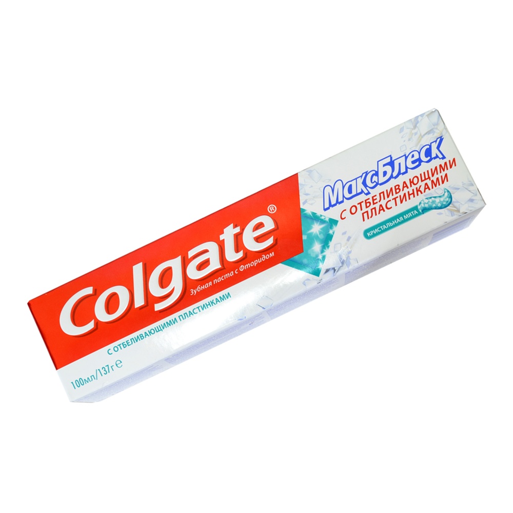 

Зубная паста Colgate МаксБлеск С отбеливающими пластинками Кристальная мята 100 мл