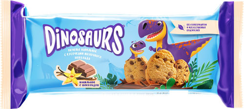 

Печенье сдобное Kellogg's Dinosaurs ванильное с кусочками молочного шоколада 120 г