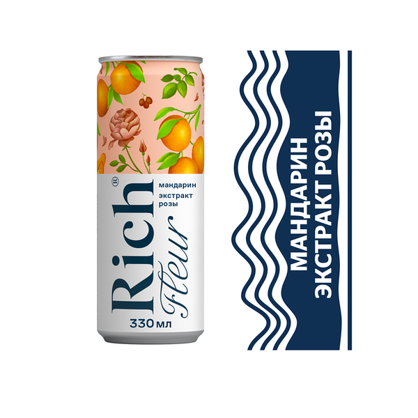 Напиток сокосодержащий Rich Fleur из винограда, лимонов и мандаринов с ароматом розы 330 мл