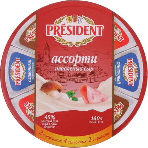 

Сыр плавленый President Ассорти 8 долек 45% без змж 140 г