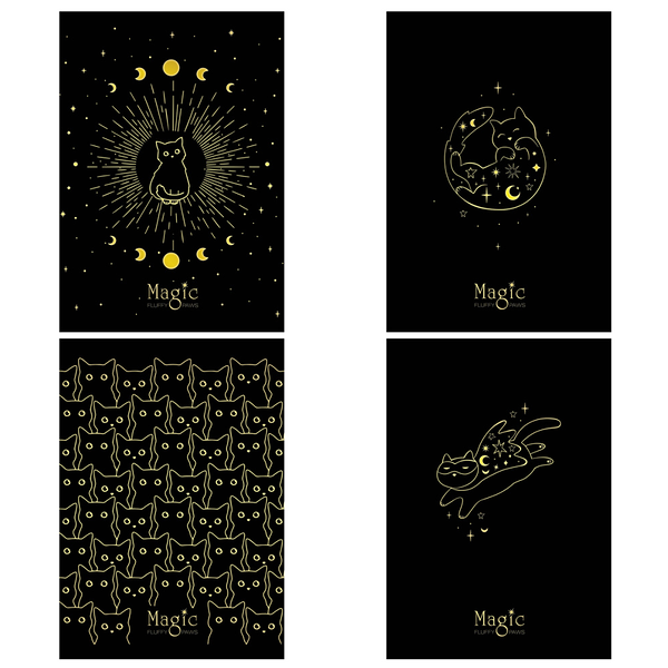 Тетрадь MESHU 80л., А5, клетка на гребне Black cat, двойная обложка в ассортименте