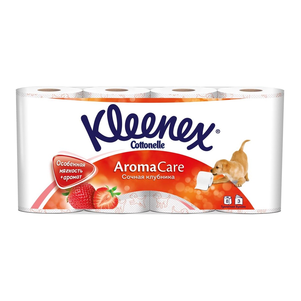 

Туалетная бумага Kleenex Aroma Care Сочная Клубника 8 рулонов 3 слоя