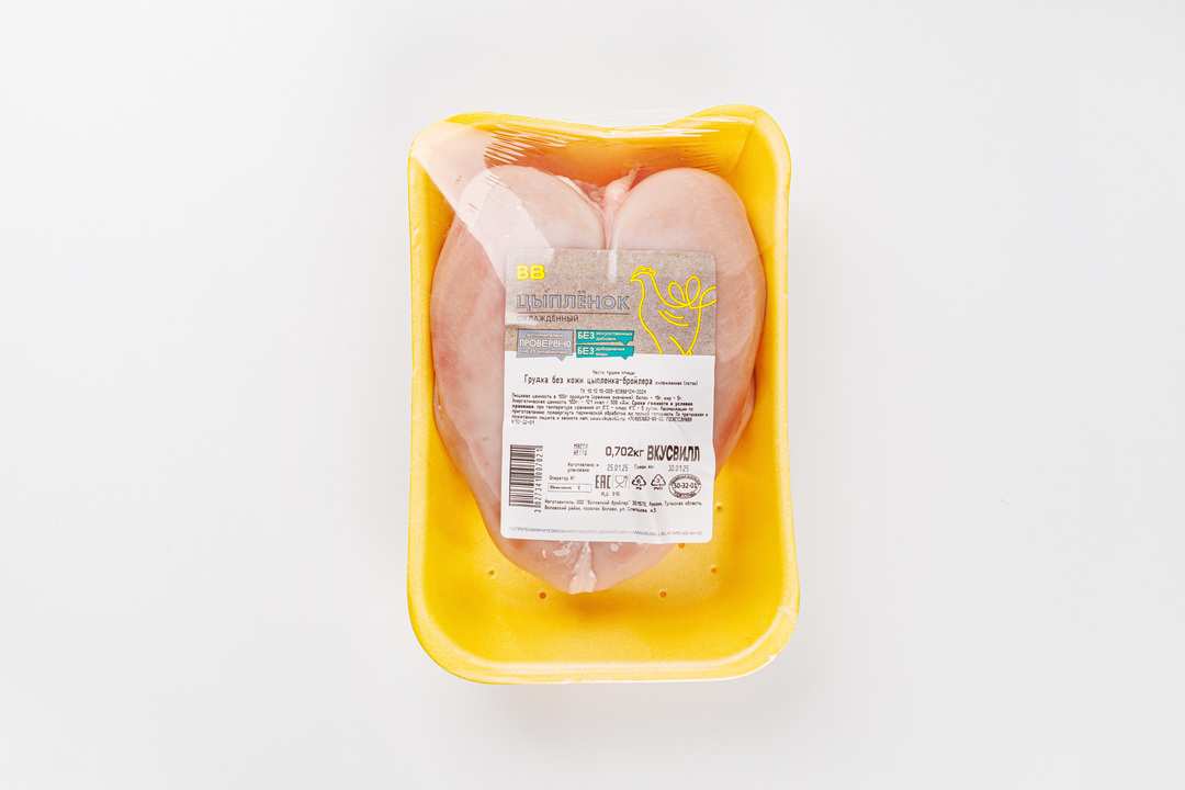 

Грудка цыплят-бройлеров ВкусВилл без кожи