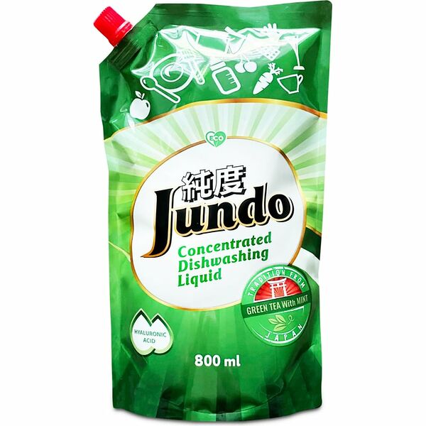 Гель для мытья детской посуды и детских принадлежностей Jundo Зелёный чай и мята 800 мл