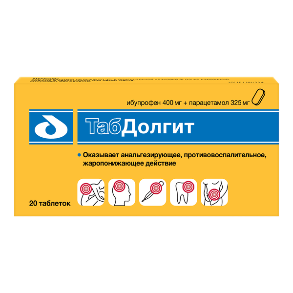 ТабДолгит таблетки 400 мг + 325 мг 20 шт