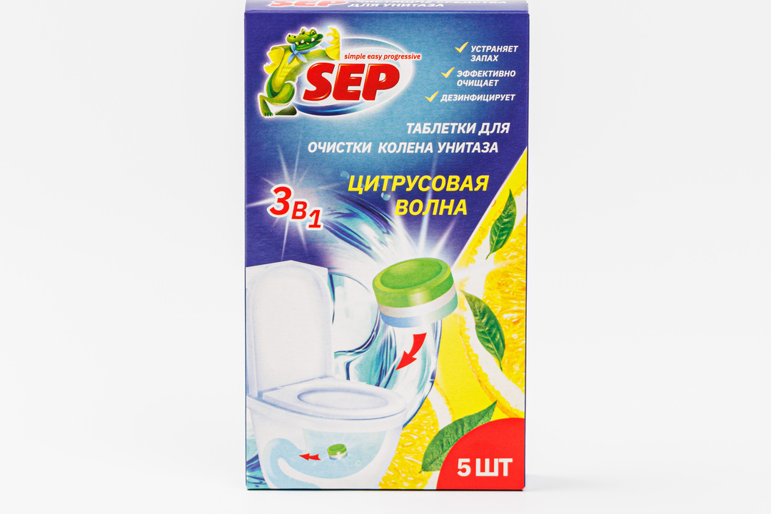 

Таблетки Sep Цитрусовая волна для очистки колена унитаза 5 шт.
