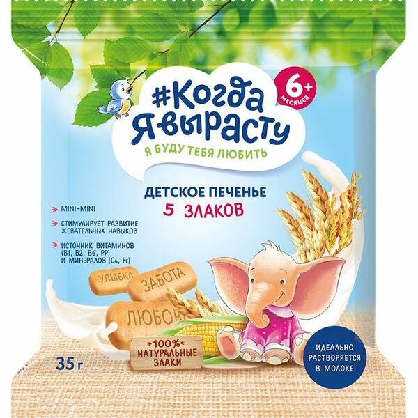 Печенье детское Фармалакт Когда я вырасту 5 злаков 35 г
