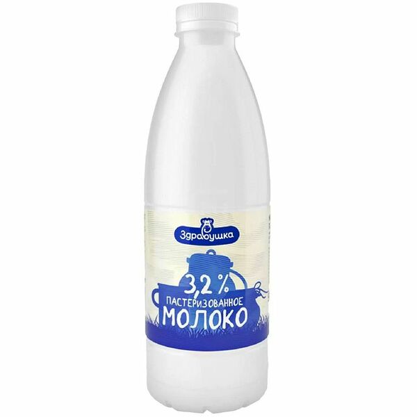 Молоко Здравушка пастеризованное 3.2 % 930 мл