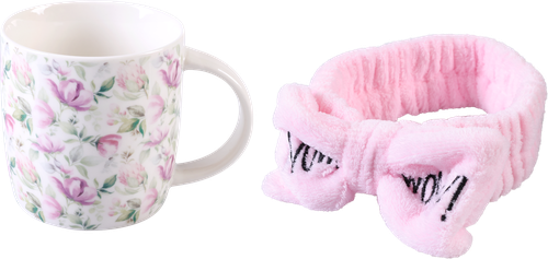 

Набор подарочный Homeclub Gift: кружка фарфор 350 мл, повязка для волос дизайн в ассортименте