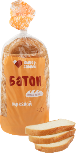 

Батон нарезной Выбор семьи высший сорт нарезка 400 г