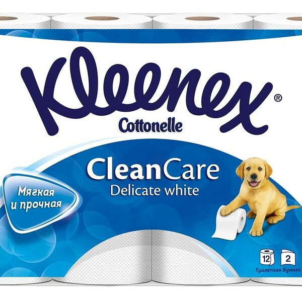 Туалетная бумага Kleenex Delicate white двухслойная, 12 рулонов