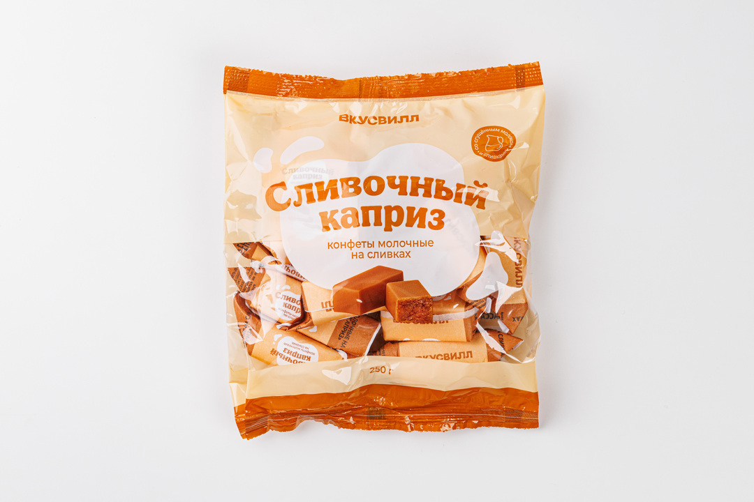 

Конфеты молочные ВкусВилл Сливочный каприз на сливках, 250 г