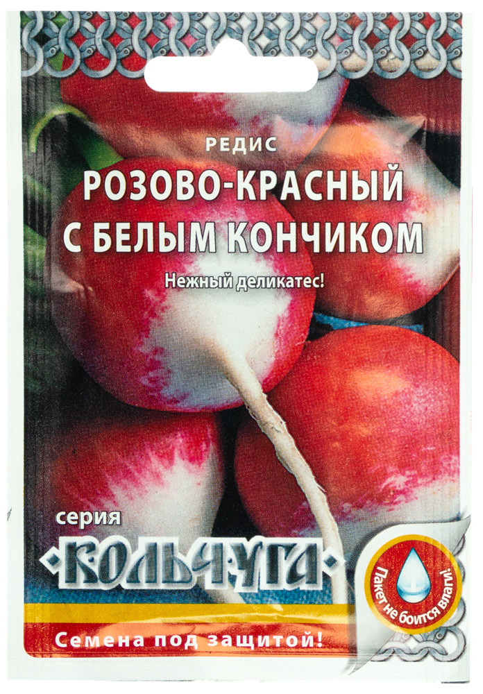 

Семена Русский огород Кольчуга Редис розово-красный с белым кончиком 2 г