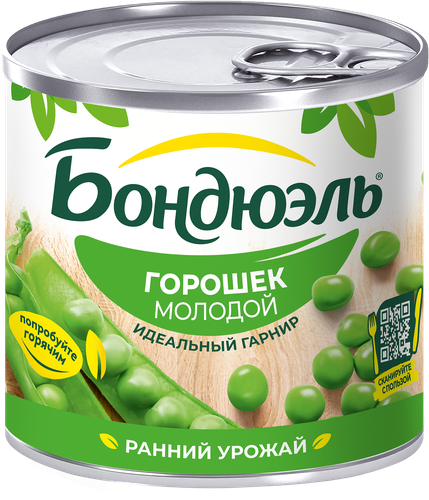 

Горошек Бондюэль консервированный молодой 200 г