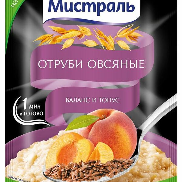 Отруби Мистраль овсяные Баланс и тонус персик-абрикос-лен 30 г