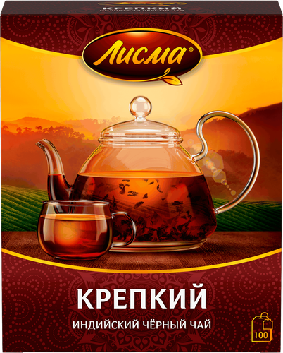 

Чай черный Лисма Крепкий индийский 100 пакетиков 200 г