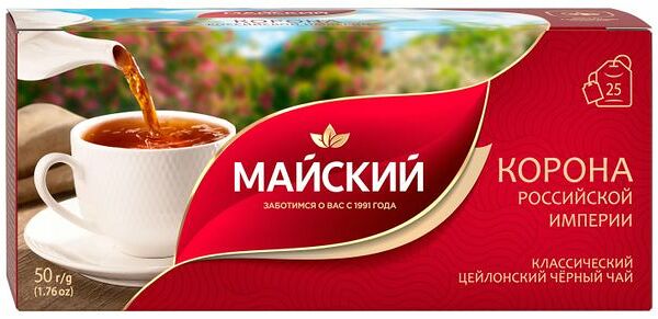 Чай черный Майский Корона Российской Империи в пакетиках 25 шт, 50 г