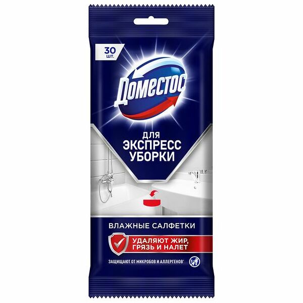 Салфетки влажные Domestos Антибактериальные для очищения поверхностей 30 шт