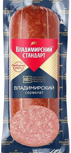 Колбаса Владимирский Стандарт Сервелат Владимирский варено-копченый 350г