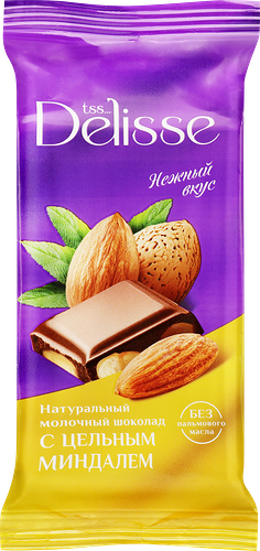 Шоколад молочный Delisse с цельным миндалем 60 г