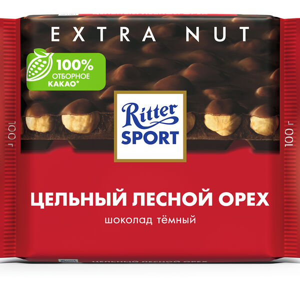 Шоколад темный Ritter Sport Extra Nut Цельный лесной орех 100 г