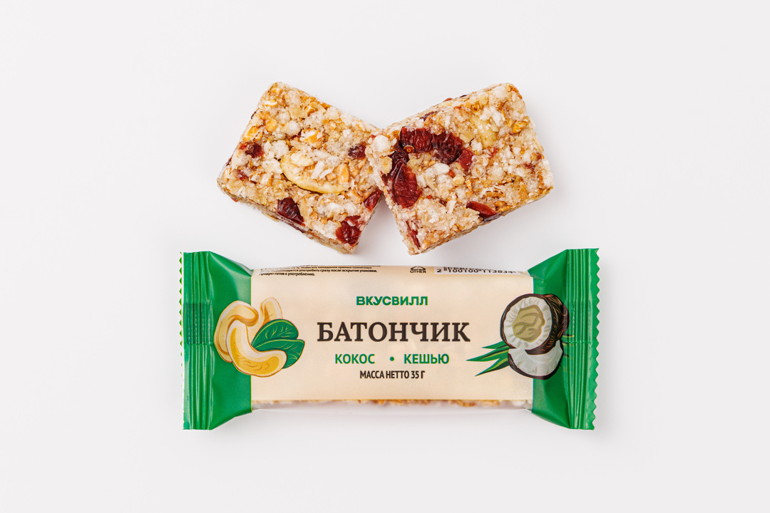 

Батончик ВкусВилл "Кокос-кешью" 35 г