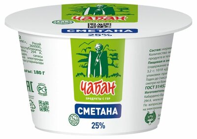 Сметана Чабан 25% 180 г