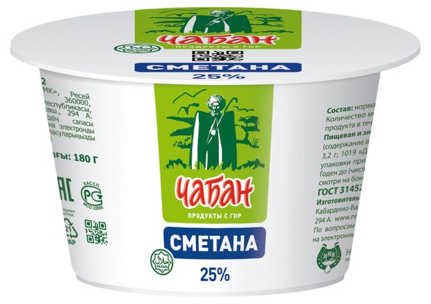 

Сметана Чабан 25% 180 г