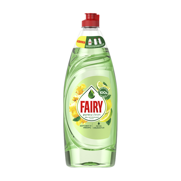 Средство Fairy Pure&Clean для мытья посуды Бергамот и имбирь 650 мл