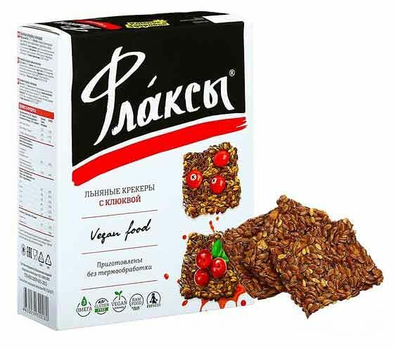 Флаксы льняные крекеры Компас Здоровья с клюквой 120 г