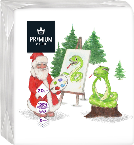 

Салфетки бумажные Premium Club Символ года 3-слоя 33 х 33 см 20 шт., дизайн в ассортименте