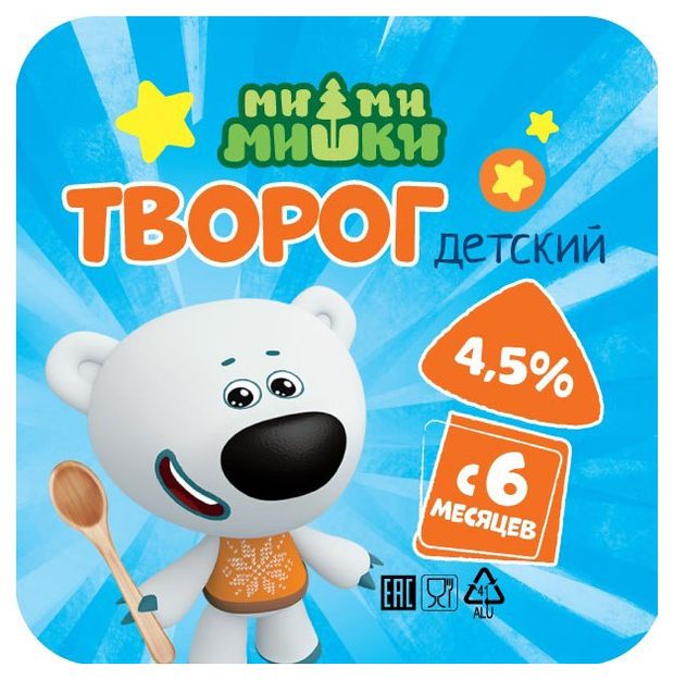 

Творог Ми-ми-мишки с 6 месяцев 4.5% 100 г