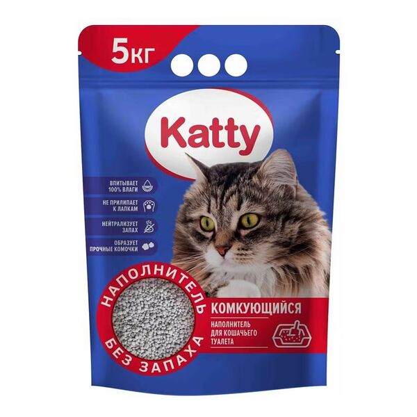 Наполнитель для кошачьего туалета Katty комкующийся 5 кг