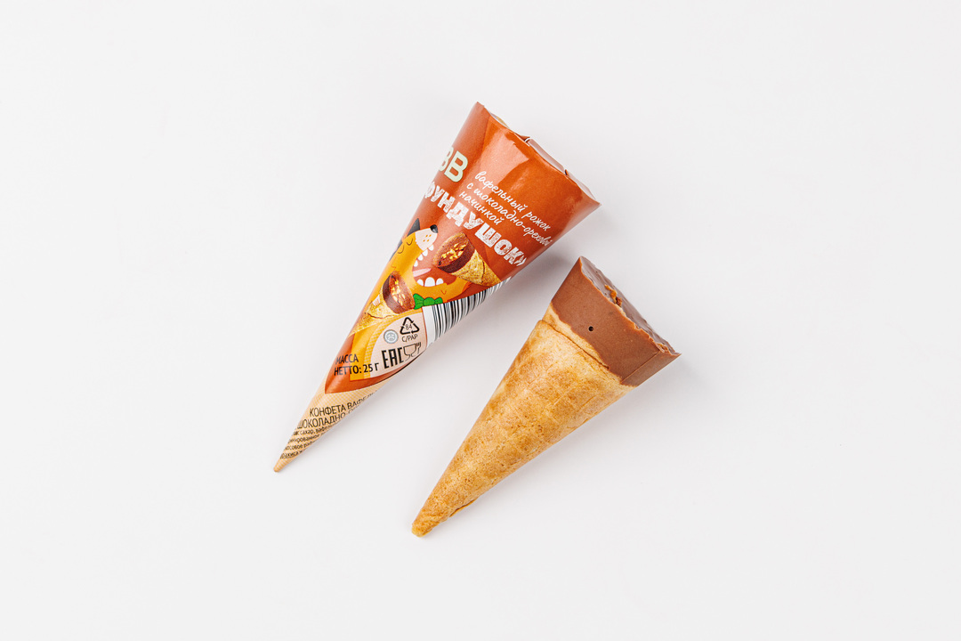 

Вафельный рожок Фундушок с шоколадно-ореховой начинкой 25 г