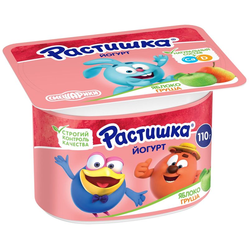 

Йогурт Растишка яблоко-груша 3% дизайн упаковки в ассортименте 110 г