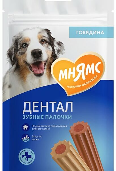 Лакомство для собак Мнямс Dental Зубные палочки с говядиной Medium 100г