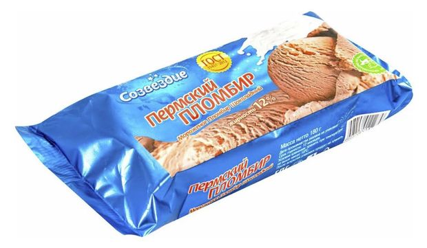 

Мороженое Созвездие Пермский пломбир шоколадное 12%, без змж, брикет 180 г