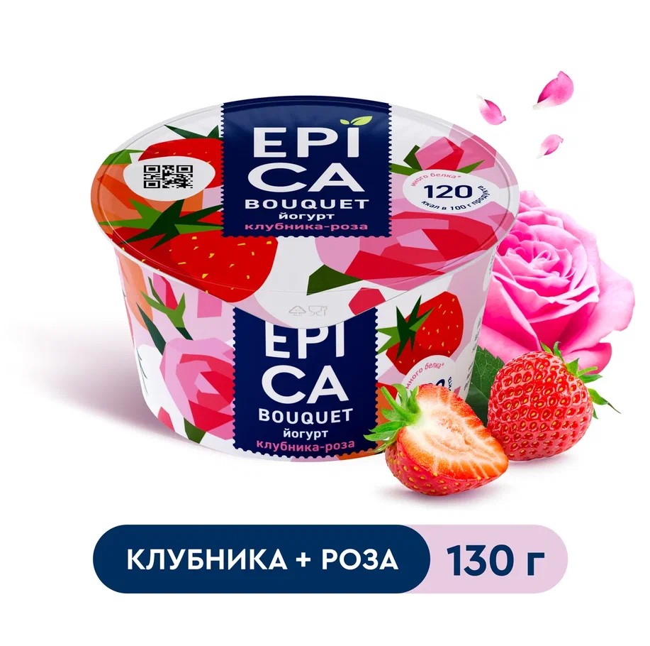 

Йогурт Epica Bouquet Клубника-Роза 4.8% 130 г