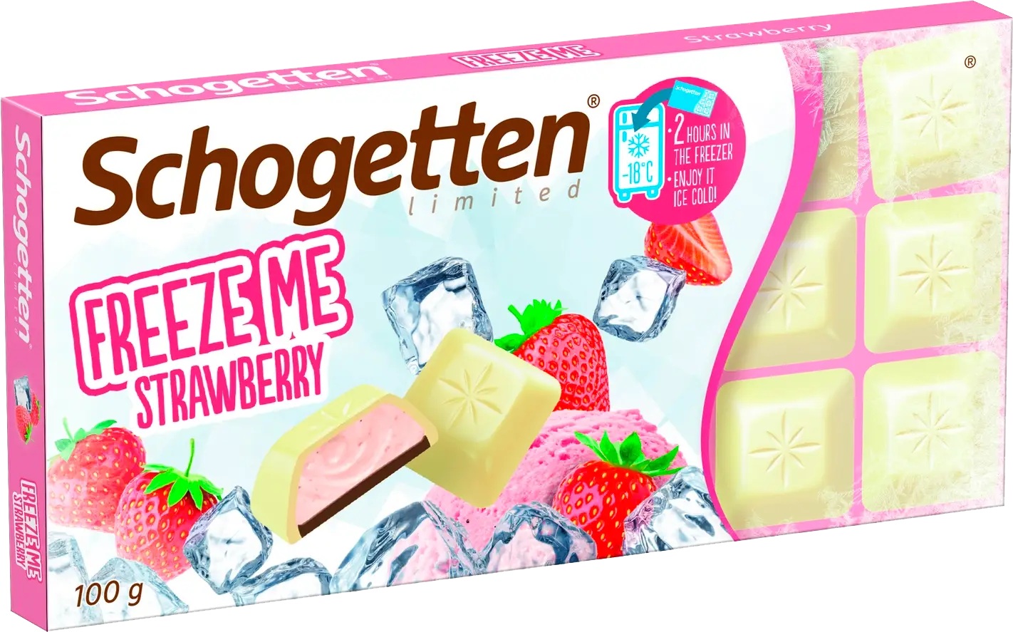 

Шоколад белый Schogetten Freeze me strawberry с клубничной начинкой и молочным шоколадом 100 г