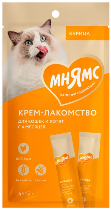 

Крем-лакомство Мнямс для кошек Курица 4 х 15 г