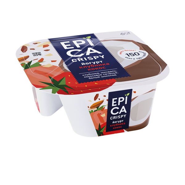 Йогурт Epica Crispy Клубника-кокос 7,3%, 138 г