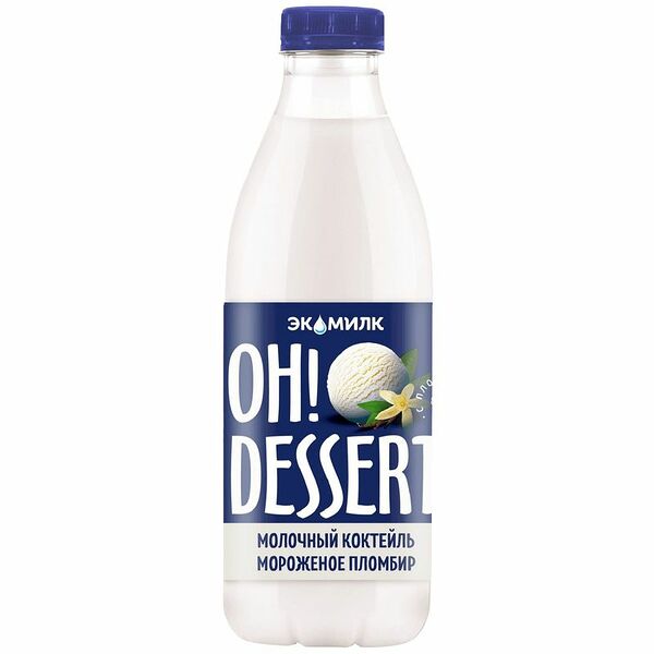 Коктейль молочный Экомилк Ох! Десерт с пломбиром 2%, 900 мл