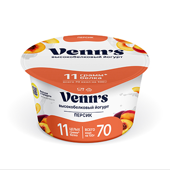 

Йогурт "Греческий" обезжиренный с персиком Venn`s 0.1% 130 г
