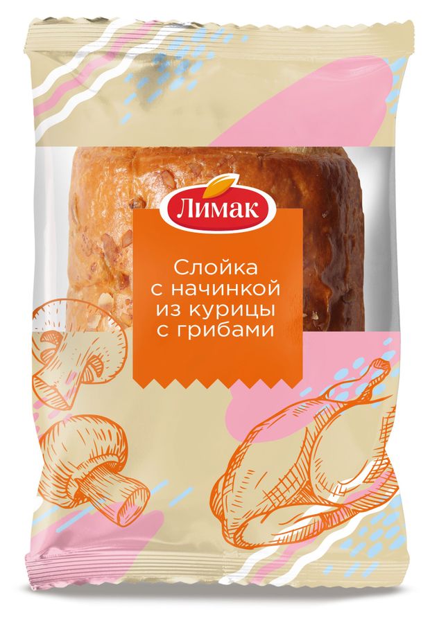 

Слойка Лимак с начинкой из курицы с грибами 60 г