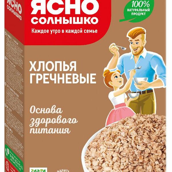 Хлопья Ясно Солнышко гречневые, 375 г