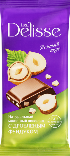 Шоколад молочный Delisse с дробленым фундуком 60 г