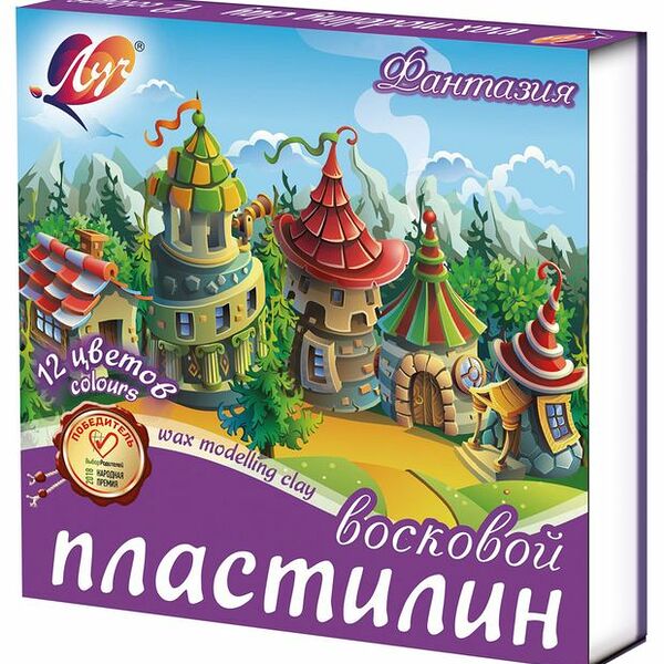 Пластилин Луч Фантазия мягкий восковой 12 цветов
