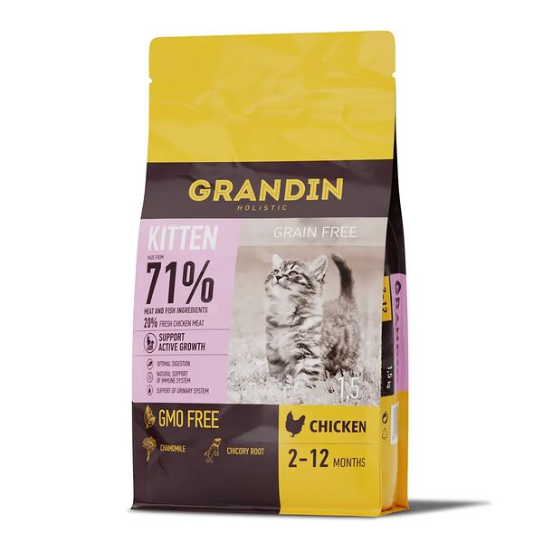 Корм Grandin сухой для котят крупных пород, беременных и кормящих кошек