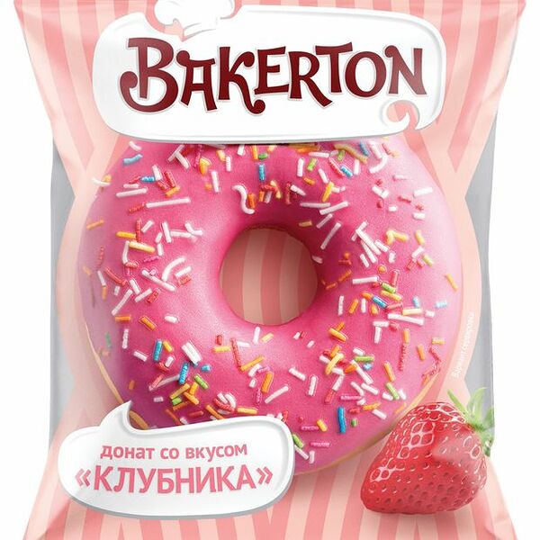 Донат глазированный Bakerton со вкусом клубники, 58 г